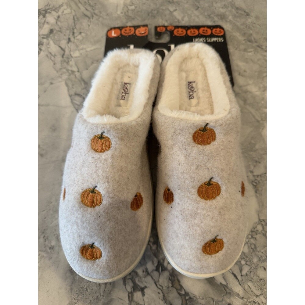 Kooba Pumpkin Slippers Womens L 8-9 NWT Fall Halloween Thanksgiving Faux Fur